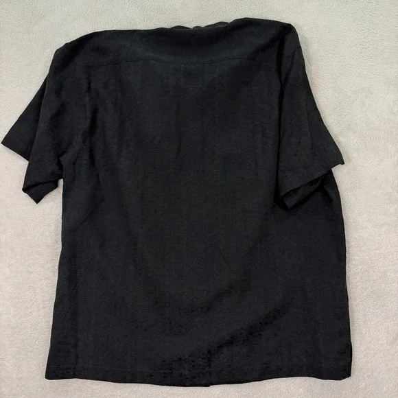 Tommy Bahama Mens XL Silk Camp Shirt Black Textured Jacquard Button Up Casual - Picture 6 of 6